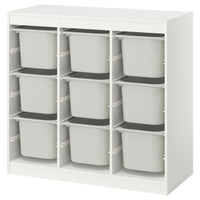 TROFAST storage combination with boxes, room divider/white grey, 99x44x94 cm