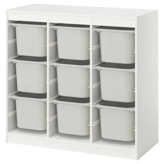 TROFAST storage combination with boxes, room divider/white grey, 99x94x44 cm