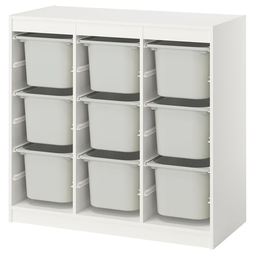 TROFAST storage combination with boxes, room divider/white grey, 99x94x44 cm