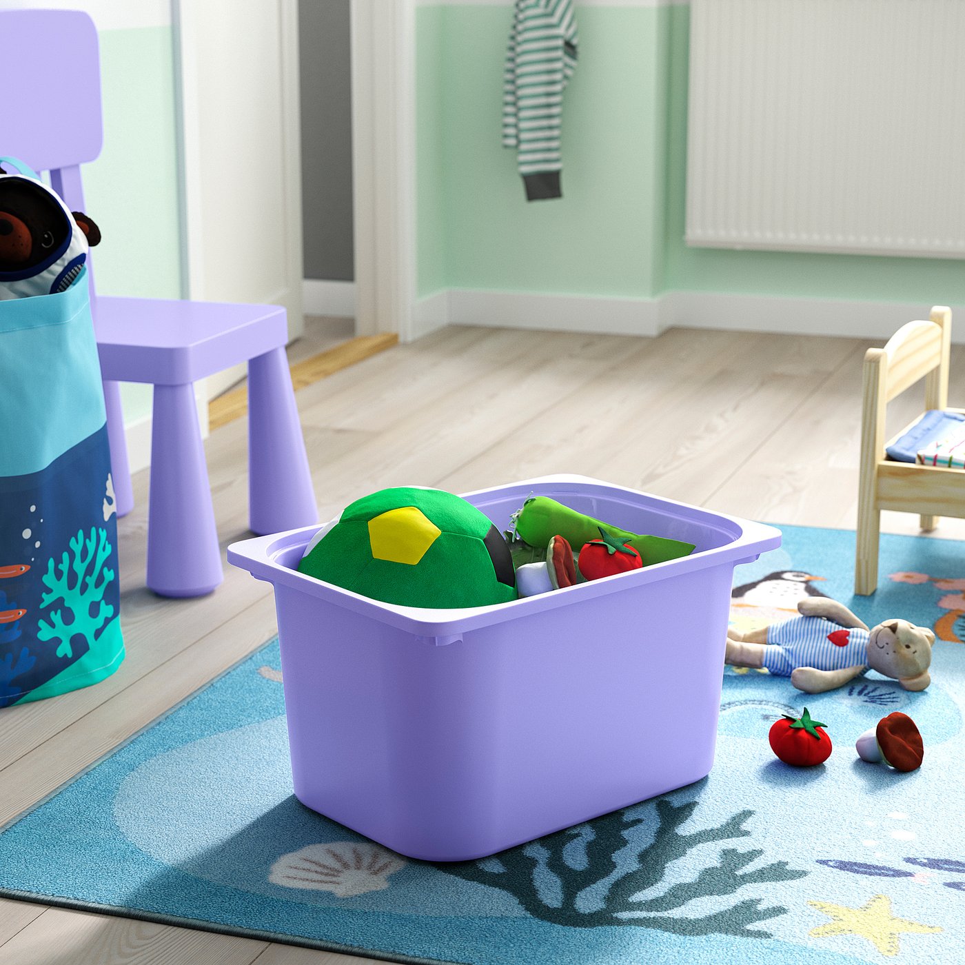 TROFAST storage combination with boxes, room divider/white lilac, 99x44x94 cm