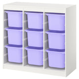 TROFAST storage combination with boxes, room divider/white lilac, 99x44x94 cm