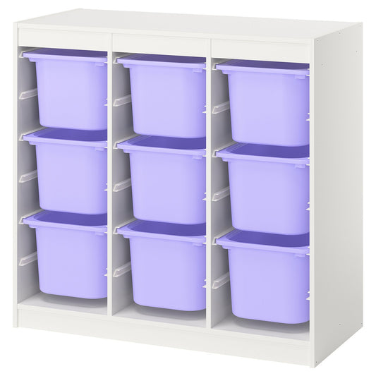 TROFAST storage combination with boxes, room divider/white lilac, 99x94x44 cm