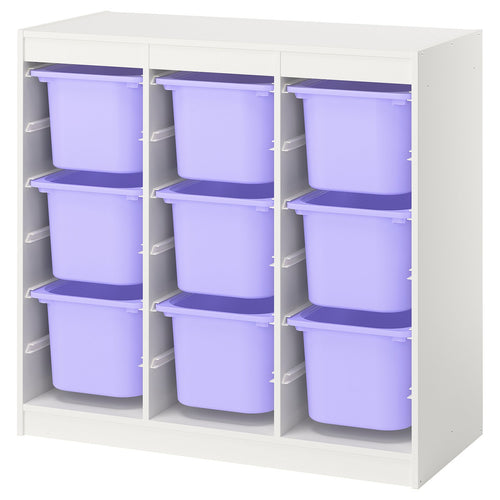 TROFAST storage combination with boxes, room divider/white lilac, 99x94x44 cm