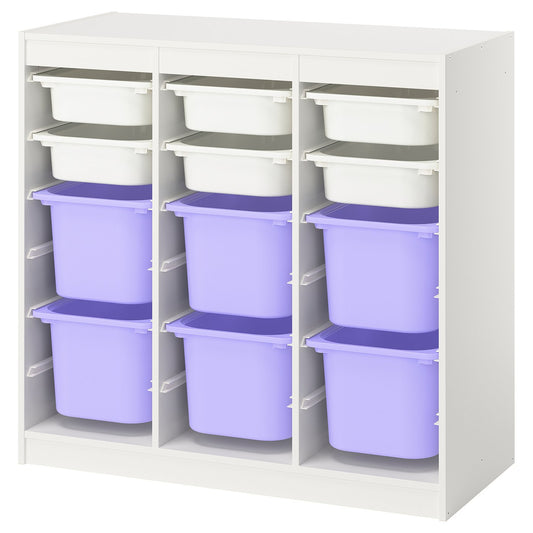 TROFAST storage combination with boxes, room divider/white lilac, 99x94x44 cm