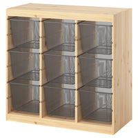 TROFAST storage combination with boxes, room divider/light white stained pine dark grey, 93x44x91 cm