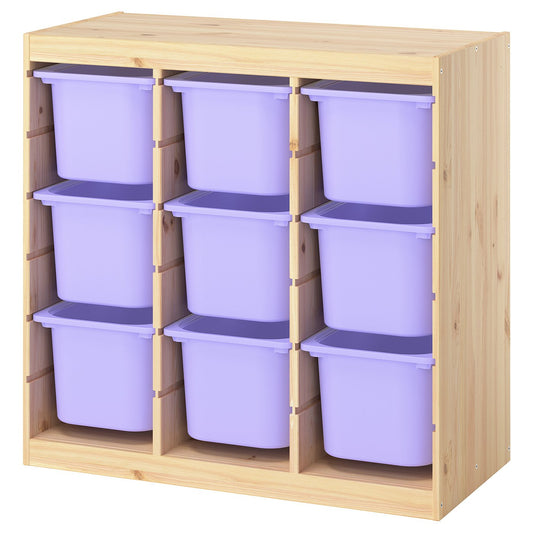 TROFAST storage combination with boxes, room divider/light white stained pine lilac, 93x91x44 cm