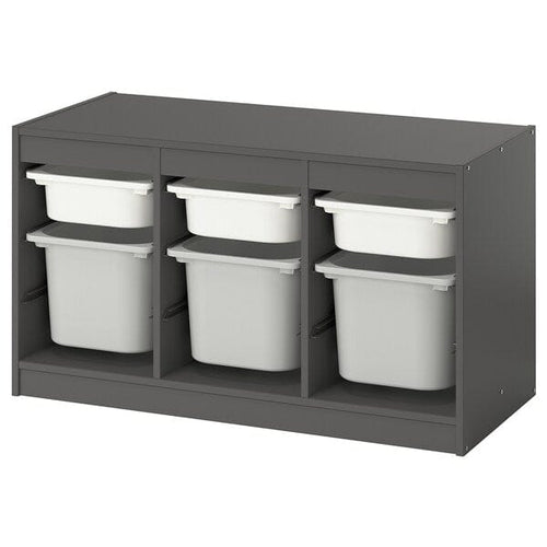 TROFAST - Combination with containers, gray/white,99x44x56 cm