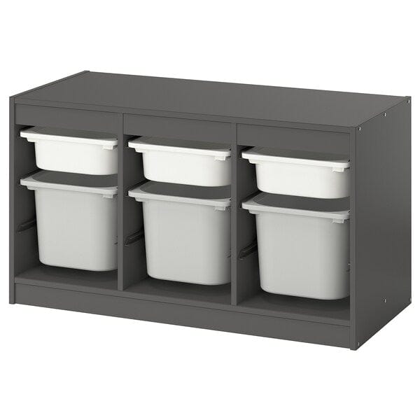 TROFAST - Storage combination with boxes, grey white/grey, 99x44x56 cm