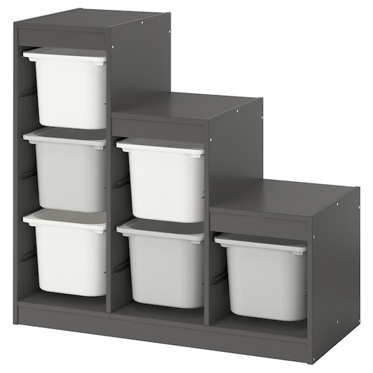 TROFAST - Combination with containers, gray/white,99x44x94 cm