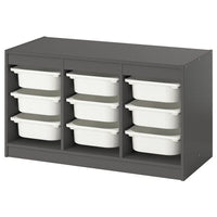 TROFAST storage combination with boxes, grey/white, 99x44x56 cm