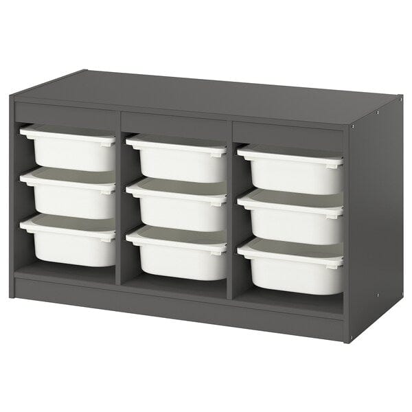TROFAST - Storage combination with boxes, grey/white, 99x44x56 cm