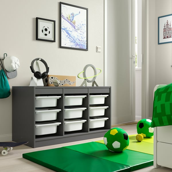 TROFAST - TROFAST Storage combination with boxes, grey/white, 99x44x56 cm