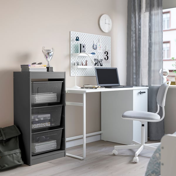 TROFAST - TROFAST Storage combination with boxes, grey/dark grey, 46x30x94 cm