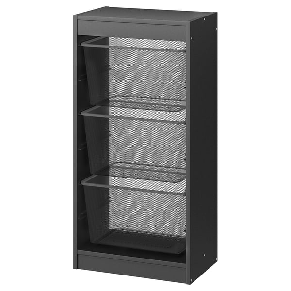 TROFAST - TROFAST Storage combination with boxes, grey/dark grey, 46x30x94 cm