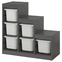 TROFAST storage combination with boxes, grey/grey, 99x44x94 cm