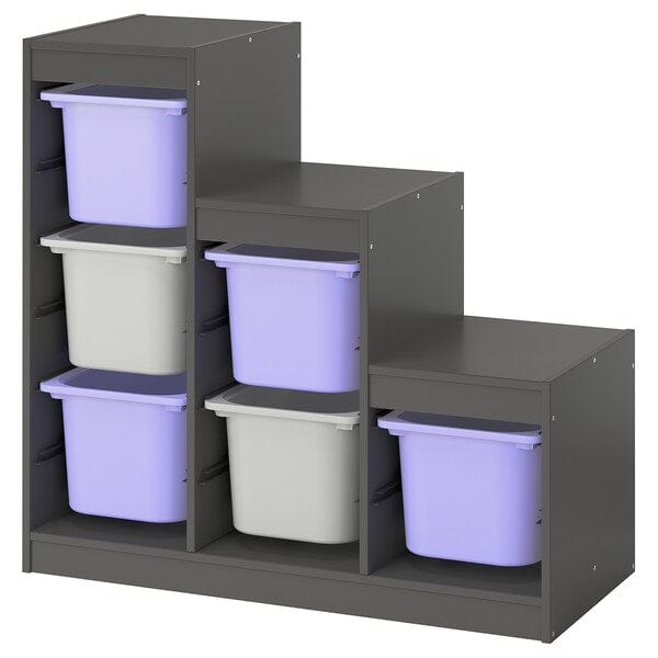 TROFAST - Storage combination with boxes, grey lilac/grey, 99x44x94 cm