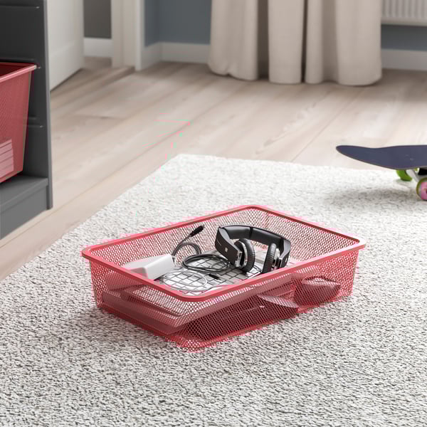 TROFAST - TROFAST Storage combination with boxes, grey/light red, 46x30x94 cm