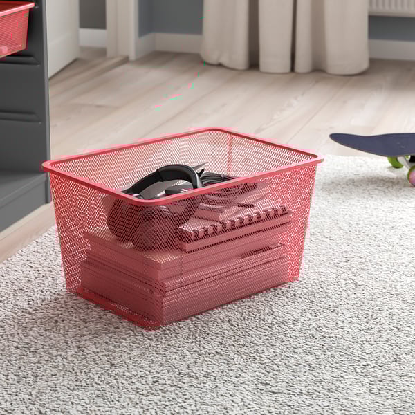 TROFAST - TROFAST Storage combination with boxes, grey/light red, 99x44x94 cm