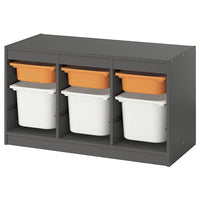 TROFAST storage combination with boxes, grey light orange/white, 99x44x56 cm