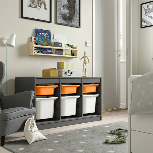 TROFAST - TROFAST Storage combination with boxes, grey light orange/white, 99x44x56 cm