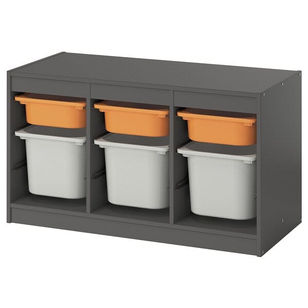 TROFAST - Storage combination with boxes, grey light orange/grey, 99x44x56 cm