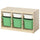 TROFAST - Storage combination with boxes, light white stained pine white/bright green, 93x44x52 cm