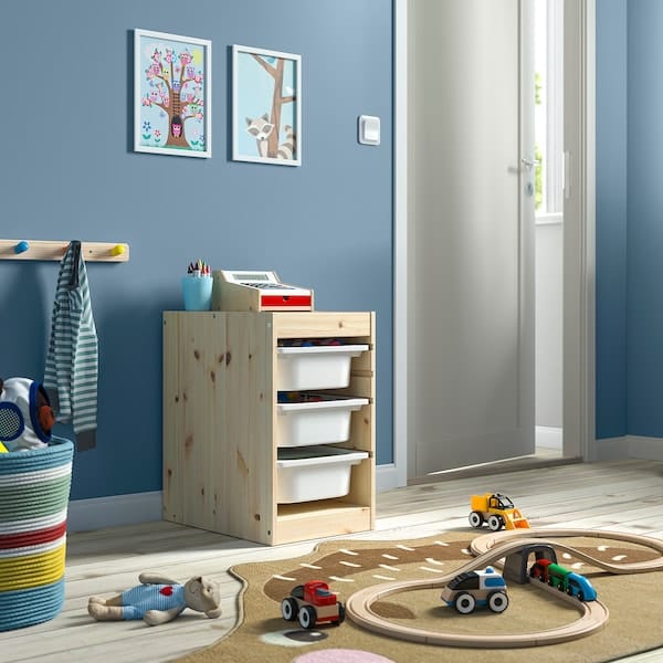 Ikea TROFAST - Combination with containers, pine with white/white stain,32x44x52 cm