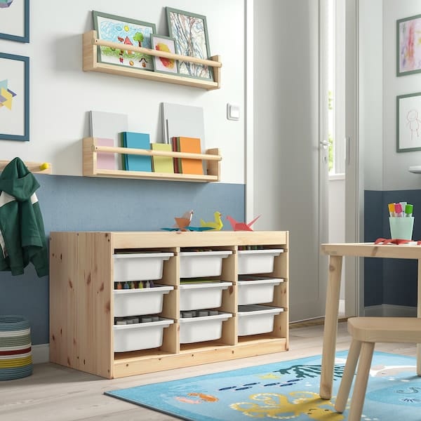 Ikea TROFAST - Combination with storage units, pine with white/white stain,93x44x52 cm