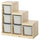 TROFAST - Storage combination with boxes, light white stained pine/grey, 94x44x91 cm