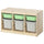 TROFAST - TROFAST Storage combination with boxes, light white stained pine light green/grey, 93x44x52 cm