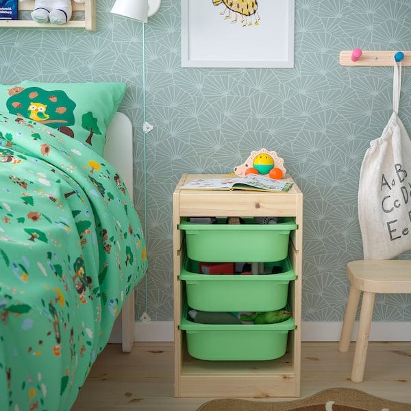 Ikea TROFAST - Combination with containers, pine with white/light green stain,32x44x52 cm