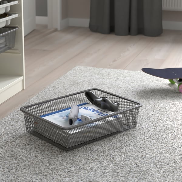 TROFAST storage combination w boxes/trays, white white/dark grey, 34x44x56 cm