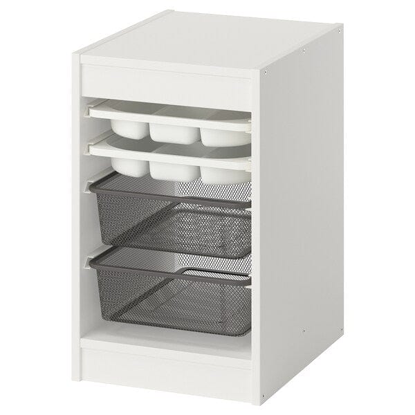 Ikea TROFAST - Combination with containers/trays, white white/dark gray,34x44x56 cm