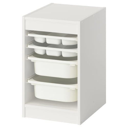 TROFAST - Combination with containers/trays, white/white,34x44x56 cm