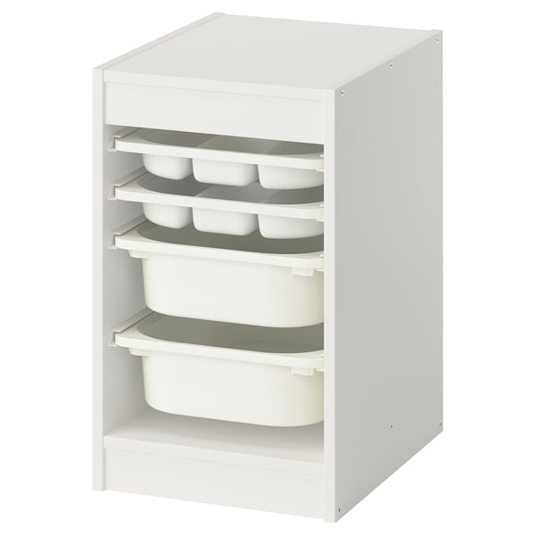 TROFAST storage combination w boxes/trays, white/white, 34x44x56 cm