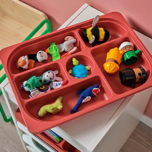 TROFAST storage combination w boxes/trays, white red/white, 34x44x56 cm