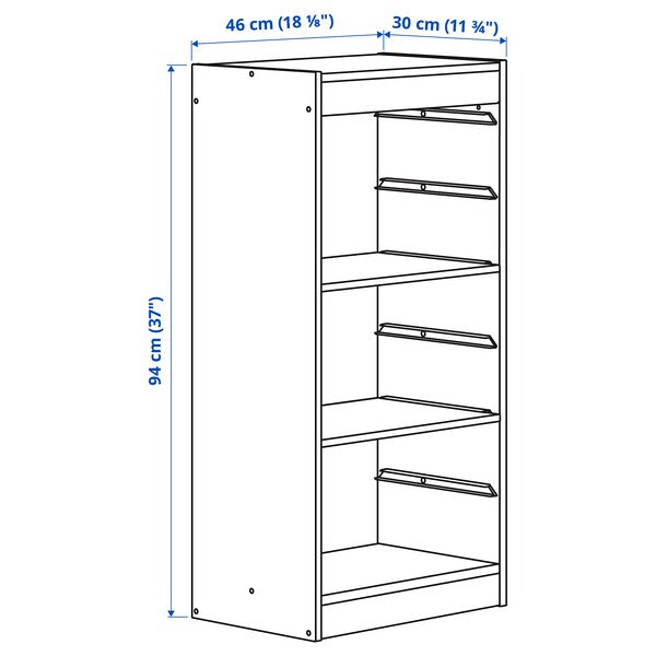 TROFAST - Storage combination with shelves, white, 46x30x94 cm