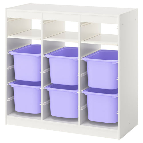 TROFAST storage combination, with shelves/boxes room divider/white lilac, 99x94x44 cm
