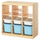 TROFAST storage combination, with shelves/boxes room divider/light white stained pine light blue, 93x44x91 cm