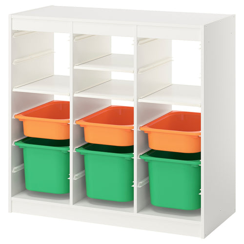 TROFAST storage combination, room divider white/light orange bright green, 99x94x44 cm