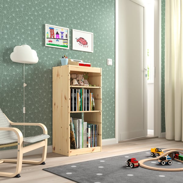 TROFAST storage combination with shelves, light white stained pine, 44x30x91 cm