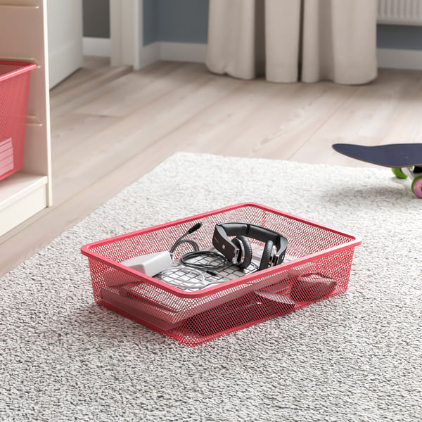 TROFAST mesh storage box, light red, 42x30x10 cm