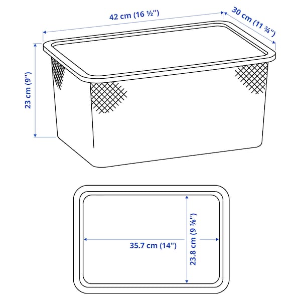 TROFAST - Mesh storage box, light green-grey, 42x30x23 cm