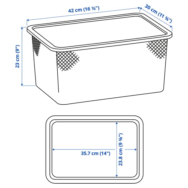 TROFAST mesh storage box, light green-grey, 42x30x23 cm