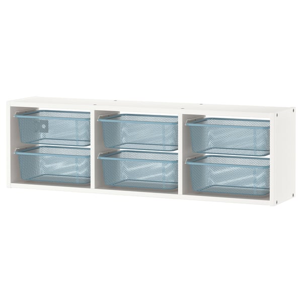 TROFAST wall storage, white/grey-blue, 99x21x30 cm