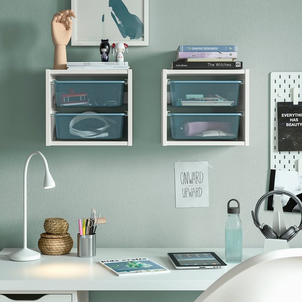 TROFAST - Wall element, white/grey-blue, 34x21x30 cm