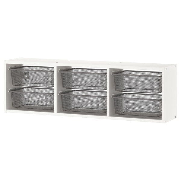 Ikea TROFAST - Wall storage, white/dark grey, 99x21x30 cm