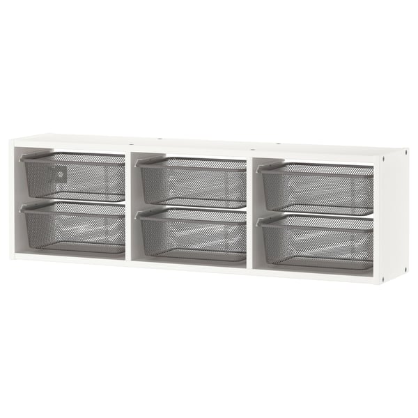 TROFAST wall storage, white/dark grey, 99x21x30 cm