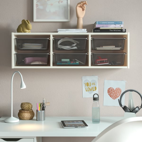 TROFAST wall storage, white/dark grey, 99x21x30 cm