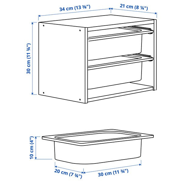 TROFAST - Wall storage, white/dark grey, 34x21x30 cm